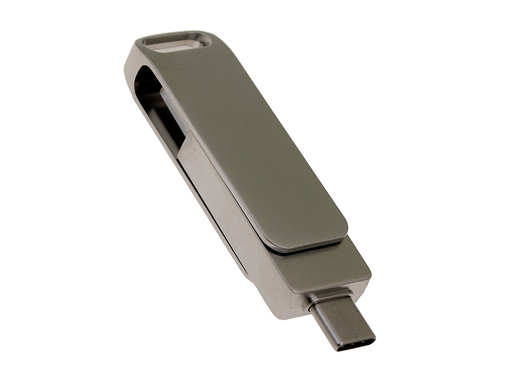 USB 3.0- флешка на 32 Гб с поворотным механизмом и дополнительным разъемом Type-C