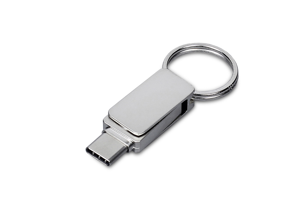USB 2.0- флешка «Mercury» на 32 Гб с поворотным механизмом и дополнительным разъемом Type-C