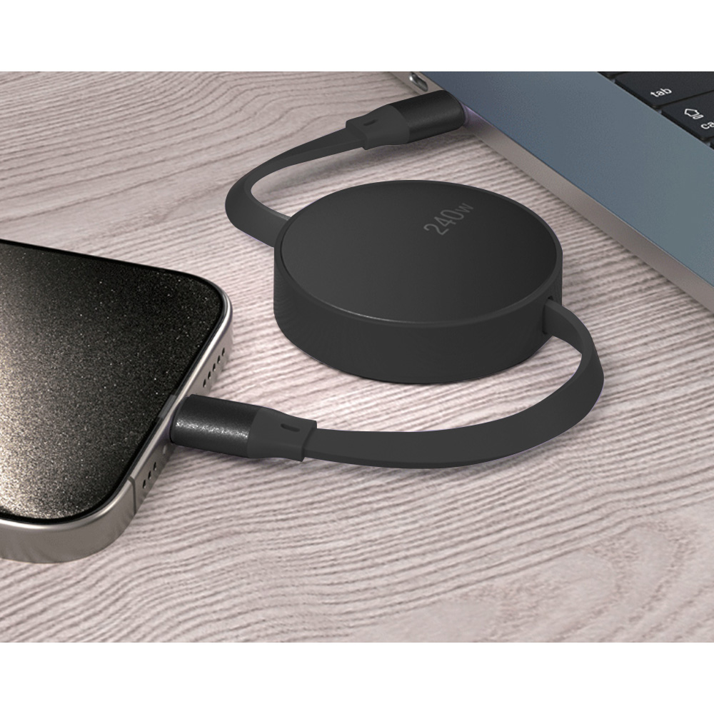 Кабель зарядный скоростной USB High Energy 2-в-1, Type-C , PD 240W , Quick Charge, черный